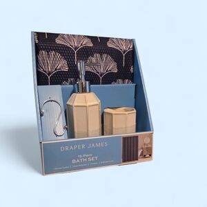 Draper James 15-Piece Floral Bath Set Beige Blue Shower Curtain & Accessories